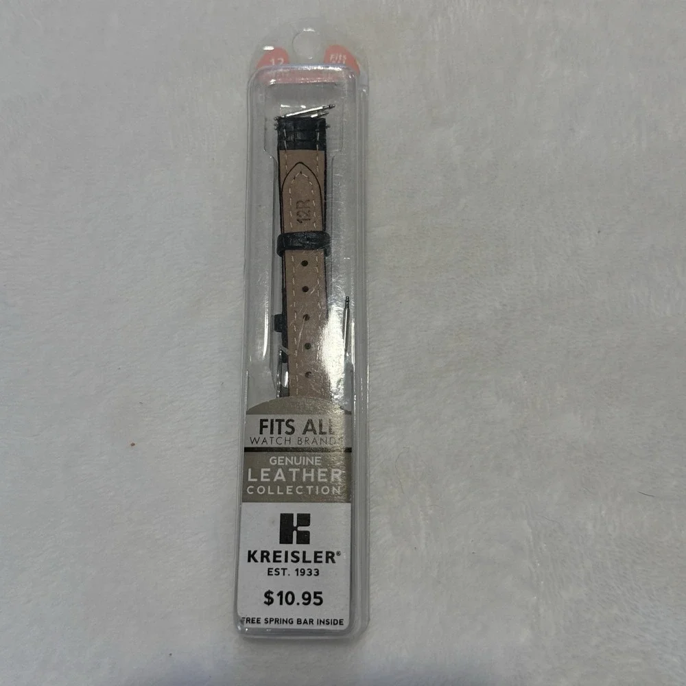 NOS Kreisler 12mm Genuine Leather Watch Band Black Croc Grain TX49712BK 12R